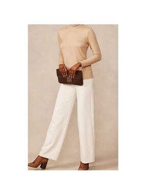 J. McLaughlin Ivory Carter Pants Wide-Leg Trousers NWT New Classic Cream Size 6